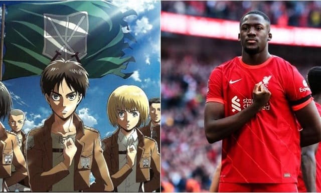 لاعب كرة قدم يحتفل بالهدف بأسلوب الأنمي
